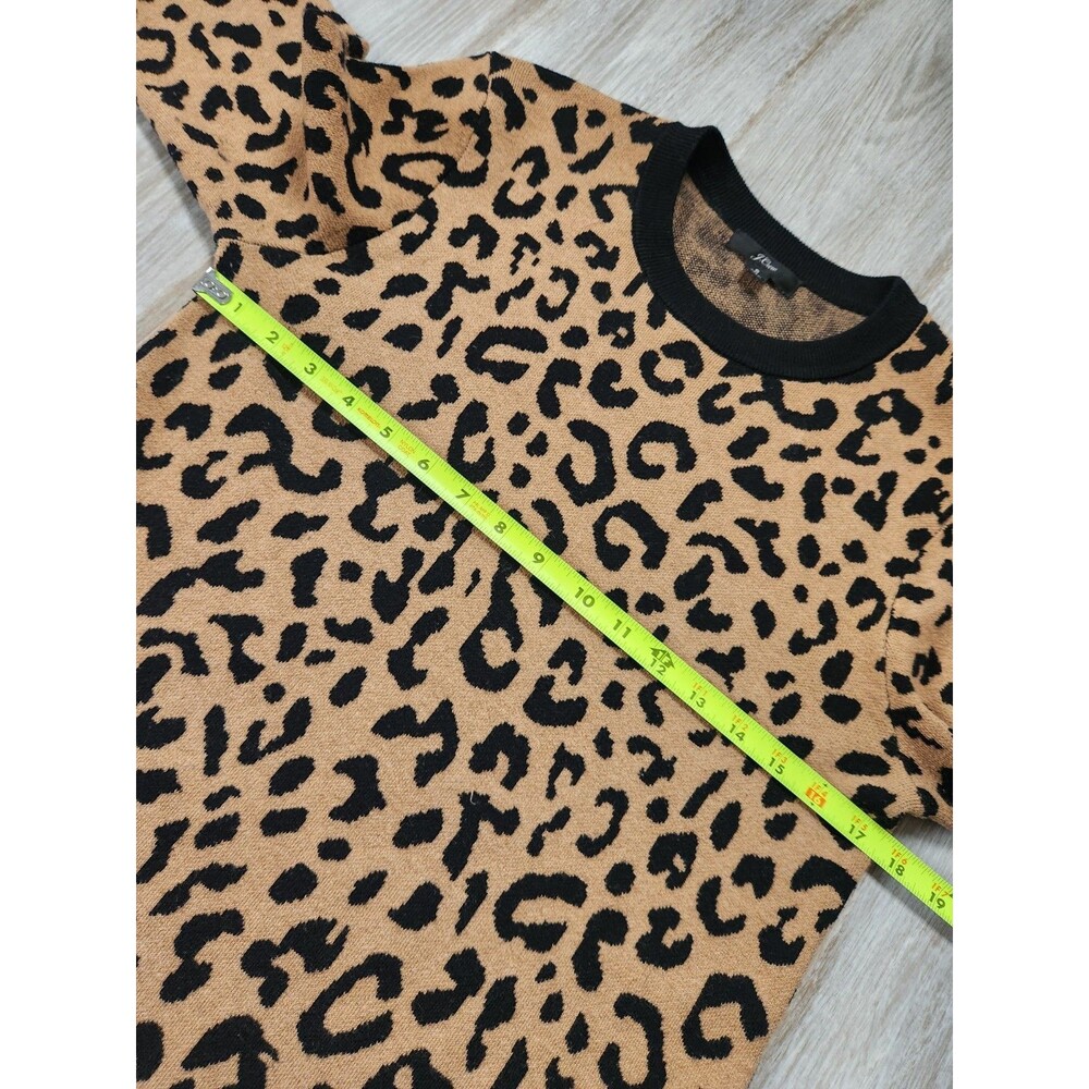 J.Crew Wool Blend Leopard Print Sweater Dress Womens S Long Sleeve Tan Black EUC - Picture 5 of 9